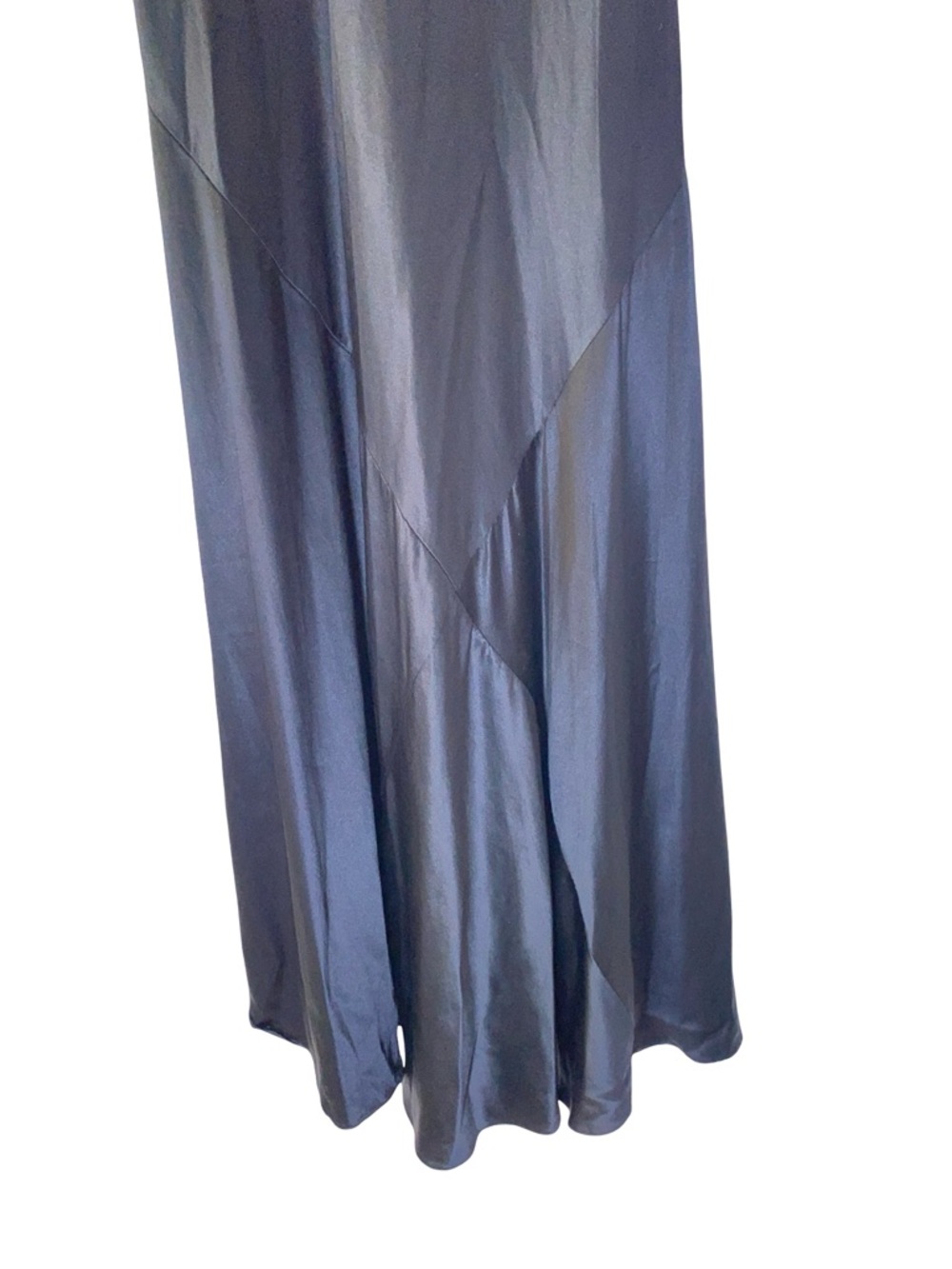 Autograph London Black Satin Slip Maxi‎ Dress | Asymmetric Seam Detail - Picture 3 of 7